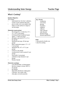 Understanding Solar Energy  Teacher Page What’s Cooking?