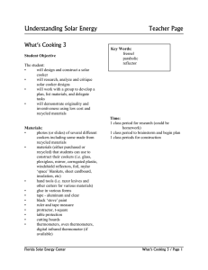 Understanding Solar Energy Teacher Page What’s Cooking 3