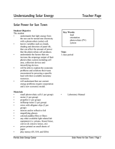 Understanding Solar Energy  Teacher Page Solar Power for Sun Town