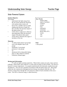 Understanding Solar Energy  Teacher Page Solar Powered System