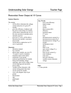 Understanding Solar Energy Teacher Page Photovoltaic Power Output &amp; I-V Curves