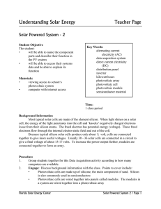 Understanding Solar Energy Teacher Page Solar Powered System - 2