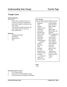 Understanding Solar Energy Teacher Page Triangle Game Student Objective