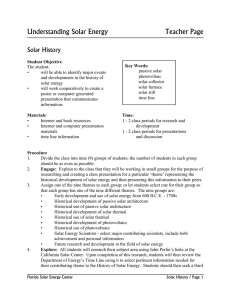 Understanding Solar Energy  Teacher Page Solar History