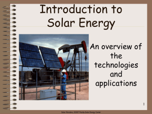 Introduction to Solar Energy An overview of the