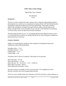 FSEC Solar Cooker Design Optical Ray Trace Analysis