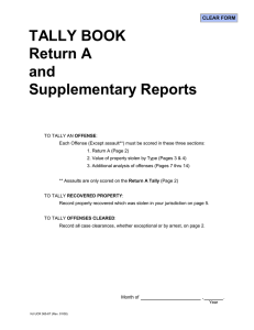 TALLY BOOK Return A and Supplementary Reports