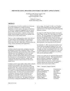 PHOTOVOLTAICS: DISASTER AND ENERGY SECURITY APPLICATIONS