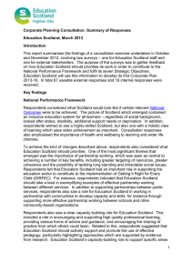 Corporate Planning Consultation: Summary of Responses Education Scotland, March 2013 Introduction