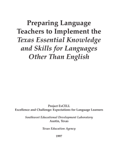 Preparing Language Teachers to Implement the Texas Essential Knowledge and Skills for Languages
