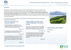 Studying Scotland through Science - Loch Lomond learner journey Learning Journey Overview