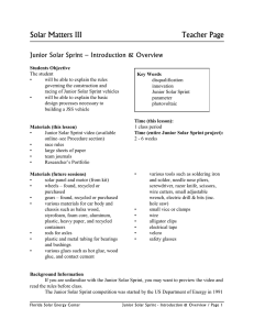 Solar Matters III  Teacher Page Junior Solar Sprint – Introduction &amp; Overview