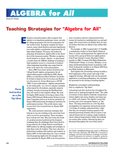 Teaching Strategies for “Algebra for All”