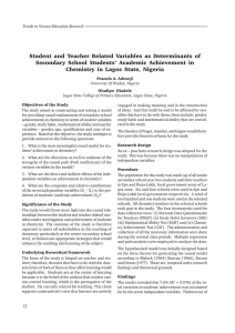 Student and Teacher Related Variables as Determinants of
