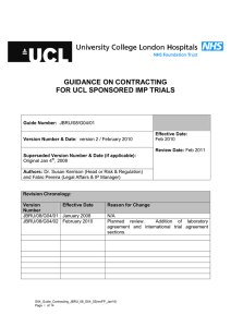 GUIDANCE ON CONTRACTING FOR UCL SPONSORED IMP TRIALS