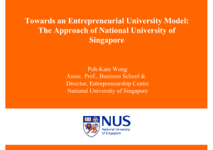 Towards an Entrepreneurial University Model: The Approach of National University of Singapore