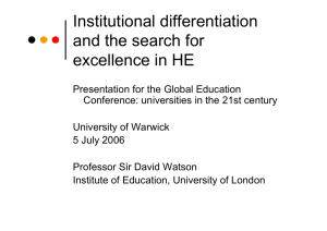 Institutional differentiation and the search for excellence in HE