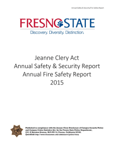 Jeanne Clery Act  Annual Safety &amp; Security Report  Annual Fire Safety Report  2015 