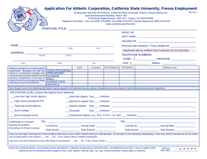 Application For Athletic Corporation, California State University, Fresno Employment