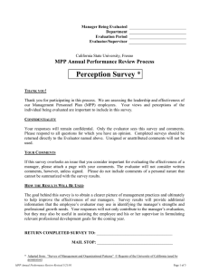 Perception Survey MPP Annual Performance Review Process