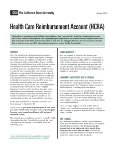 Health Care Reimbursement Account (HCRA) January 2016
