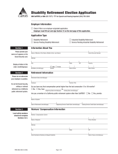 Disability Retirement Election Application Employer Information Application Type