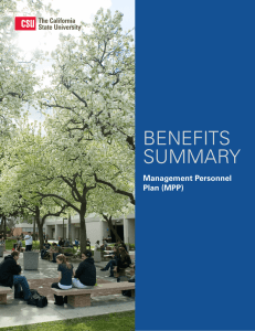 BENEFITS SUMMARY Management Personnel Plan (MPP)