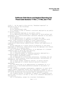 California Child Abuse and Neglect Reporting Act  Executive Order 1083
