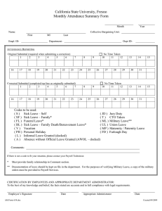 California State University, Fresno Monthly Attendance Summary Form