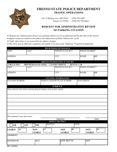 FRESNO STATE POLICE DEPARTMENT TRAFFIC OPERATIONS REQUEST FOR ADMINISTRATIVE REVIEW OF PARKING CITATION