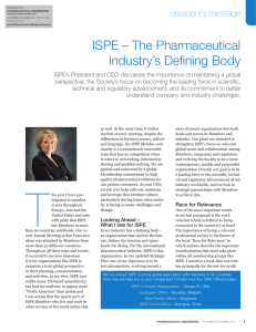 ISPE – The Pharmaceutical Industry’s Defining Body president’s message