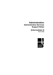 Administration  Administrative Services Support Notes