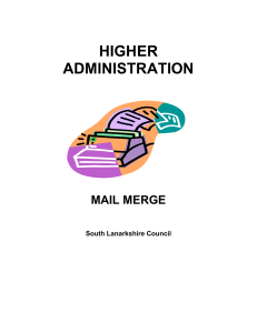 HIGHER ADMINISTRATION MAIL MERGE South Lanarkshire Council