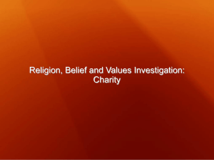 Religion, Belief and Values Investigation: Charity