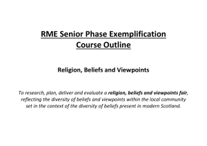 RME Senior Phase Exemplification Course Outline Religion, Beliefs and Viewpoints