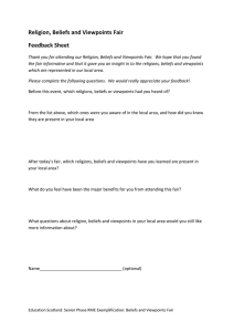 Religion, Beliefs and Viewpoints Fair Feedback Sheet