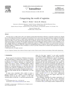 Categorizing the world of registries Brian C. Drolet , Kevin B. Johnson