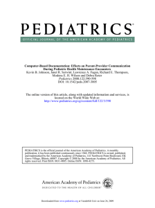 Computer-Based Documentation: Effects on Parent-Provider Communication During Pediatric Health Maintenance Encounters