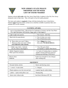 NEW JERSEY STATE POLICE TROOPER YOUTH WEEK LIST OF ITEMS NEEDED
