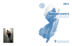 2011 BIAS INCIDENTS NEW JERSEY STATE POLICE