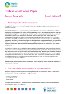 Professional Focus Paper  Course: Geography Level: National 5