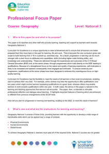 Professional Focus Paper  Course: Geography Level: National 3