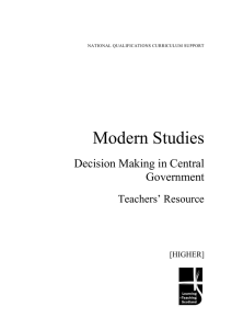 Modern Studies Decision Making in Central Government Teachers’ Resource