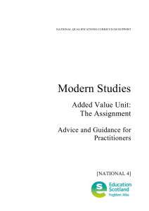 Modern Studies Added Value Unit: The Assignment