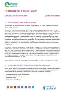 Professional Focus Paper  Course: Modern Studies Level: National 4