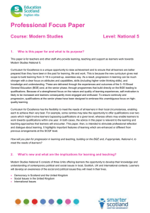 Professional Focus Paper  Course: Modern Studies Level: National 5