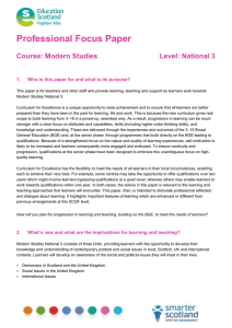 Professional Focus Paper  Course: Modern Studies Level: National 3