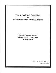 The Agricultural Foundation of California State University, Fresno 2014-15 Annual Report