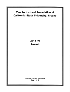 2015-16 The Agricultural Foundation of California State University, Fresno Budget