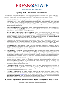 Spring 2016 Graduation  Information